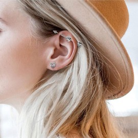 14G Arrow Heart Industrial Barbell Earrings for Women Stainless Steel Dainty Love Heart CZ Industrial Cartilage Earrings 38mm Long Industrial Bar Industrial Birthday Valentine Anniversary Jewelry