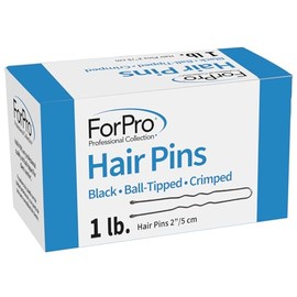 ForPro Hair Pins, Black, Ball-Tipped, Crimped, Non-Damaging, 2” L, 1 Lb.
