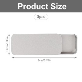Rumyve 3pcs Small Tin Box,Rectangular Sliding Lid Metal Containers,Candy Jewelry Craft Containers,Metal Empty Tin for Pills Survival Kit