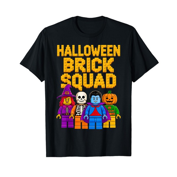 Halloween Costume Master Builder Bricks Blocks Building Kids T-Shirt