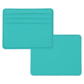 PATIKIL Minimalist Slim Wallet, 2 Pcs Leather Front Pocket Credit Card Holder with ID Window for Business Men & Women, Lake Blue