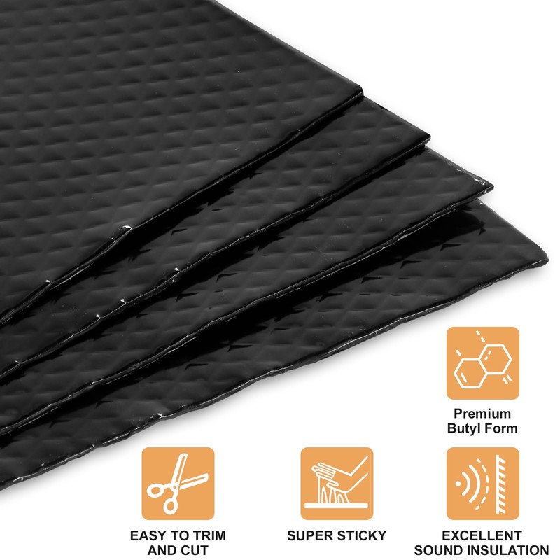 Rtcimoic Sound Deadening Mat, 80 mil (2 mm), Car Soundproofing