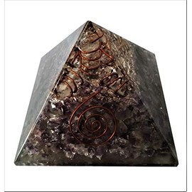 Purpledip Amethyst Pyramid with Crystal Quartz Energy Rod: Good Luck Healing Charm, Divine Spiritual Crystal Stone (11509)