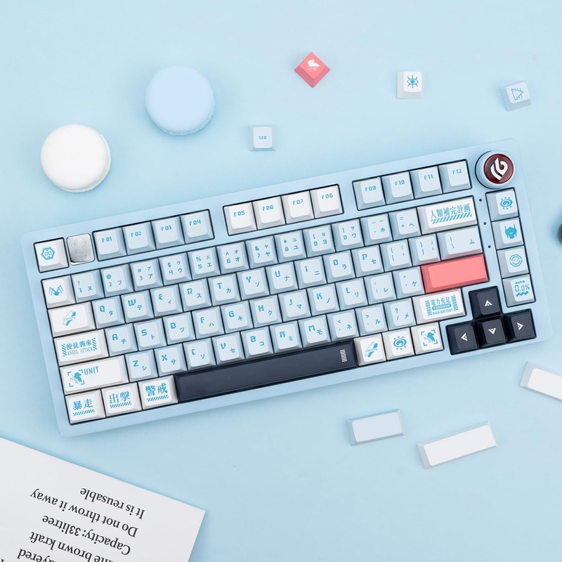 TIMSEKER PBT Keycaps 143 Keys Blue Keycaps Dye-Sublimation Anime Keycap