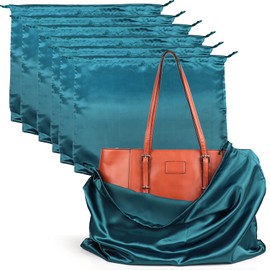 PlasMaller Dust Cover Storage Bags Silk Cloth with Drawstring Pouch For Handbags Purses Pocketbooks Shoes Boots Set of 6, Blue (23.6 x 19.6 in)