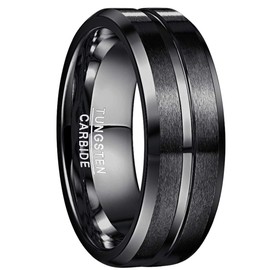 Nuncad Tungsten Men's Ring, Wedding Band, Couple Ring, Brushed, Simple, Cool, Fashionable, Flat Hammered, Width: 0.3 Inches (8 mm), tungsten,