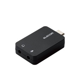 Elecom USB Type C to 3.5mm Stereo Mini Jack 3 / 4 Pole Audio Conversion Adapter, Headphones, Earphones, Microphone, Direct Insertion Type, Noise Reduction, Sound Card, Black USB-CADC01BK