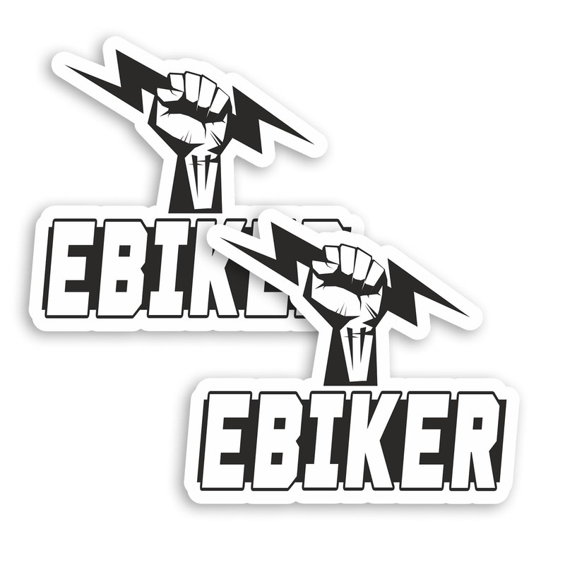 2 x 10cm E-Biker Lightning Bolt Vinyl Stickers - Black