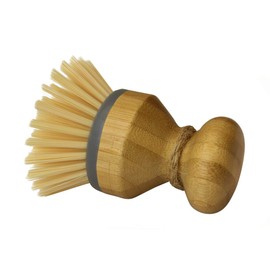 JVL Round Bamboo Short Dish Pot Brush, Natural,