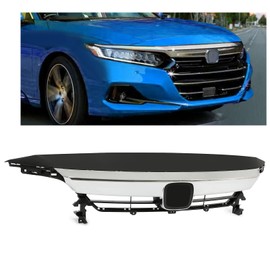 HECASA Grille+Grille Trim+Upper Grille Cover Assembly Compatible with 2021-2022 Honda Accord Sedan Front Bumper Grill Set 3pcs Black+Silvery