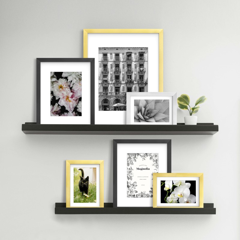 An&He 5x7 Picture Frame, Silver Photo Frame for Tabletop and