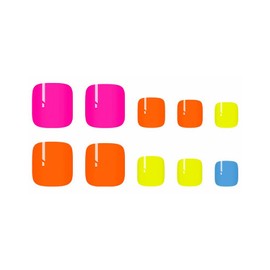 MISUD Press on Nails - Toe Glue on Nails with Colorful, Acrylic Toenails Rainbow Design 24 pcs
