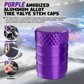 Xotic Tech 4pcs Tire Valve Stem Cover Caps Anodized Aluminum Alloy, Corrosion Resistant Leak-Proof Wheel Valve Cap Set Exterior Accessories, Universal for Cars Trucks Motorcycles SUVs Bikes (Purple)