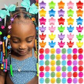 VENOFEN 80PCS Mini Hair Clips Candy Color Clips for Girls Tiny Hair Claw Beads Acrylic Plastic Braids Clips for Kids Cute Hair Barrettes Accessories for Women
