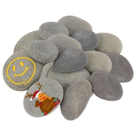 FWEEK Pack of 20 Flat Stones for Painting, 5-8 cm Smooth Pebbles for Painting, Natural River Stone, Flat Pebbles Stones for Painting for Crafts, Painting, Creative Art