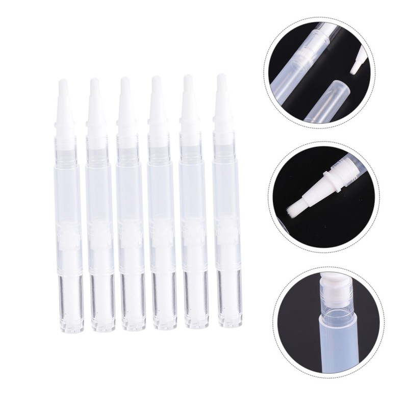 CUEMOON 6er-Pack 5ml Transparente Stift-Pinselspitze, Leere Tube der Wimpernwachstumslösung mit