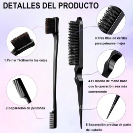 Kit Cepillos Y Peines Peinado Cabello Pinza Peluquería 10pz Negro
