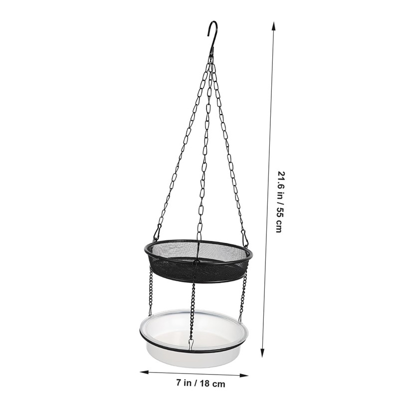 KONTONTY Stylish Iron Craft Double Tray Feeder Hanging Bird Feeder