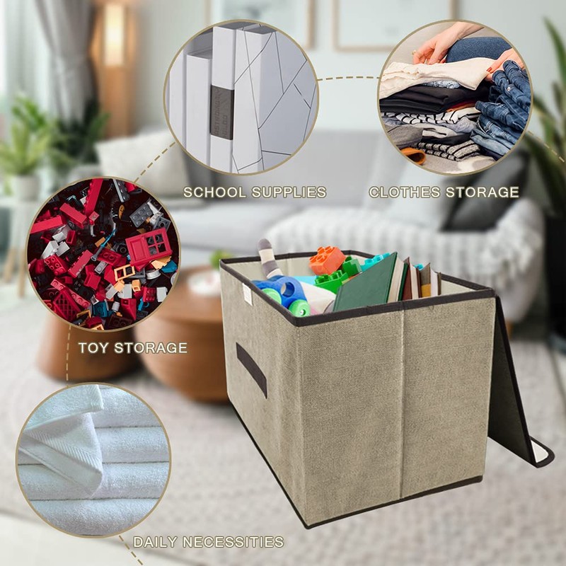 LELE LIFE Foldable Storage Box with Dustproof Lid and Handle,