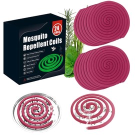 24 Coils Mosquito Repellent Coils with 6 Metal Stands & 1 Holder, Citronella Incense Mosquito Coils for Outdoor Patio Yard Camping, Long Lasting 6-8 Hrs Mosquito Incense with Plant-Based Ingredients