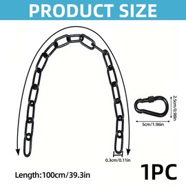 1m Gate Chains Black Chain Security Chain Lock Gate Link Chain with Both-Ended Carabiners, Metal Security Chain Link Gate Latches for Outdoor Gate, Fences, Pet Cages, Cow Corral Supplies