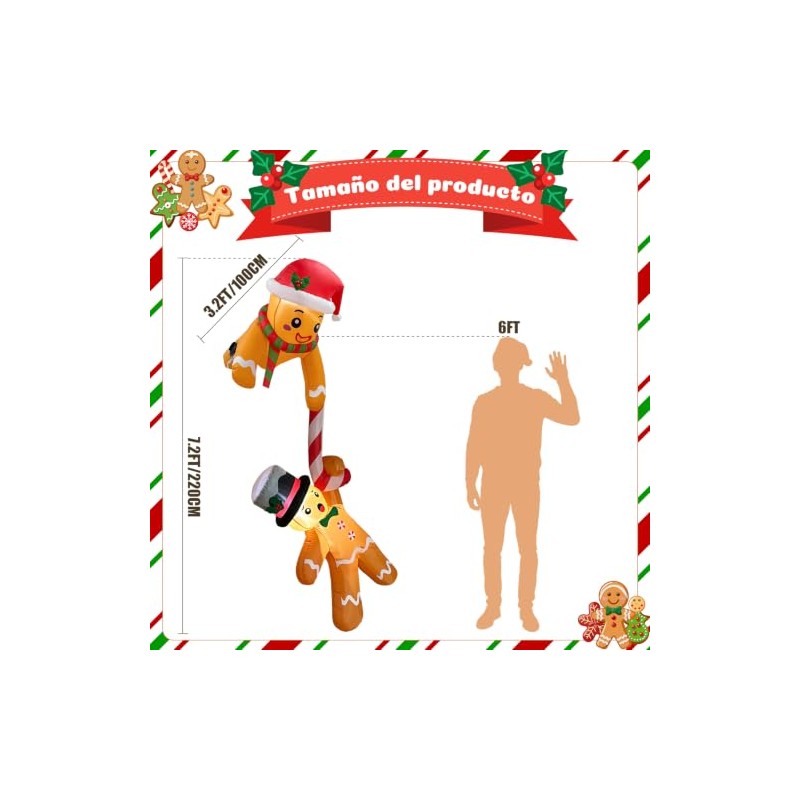 2.2M Inflable Galleta de Jengibre, Gigante Inflable Navidad Exterior