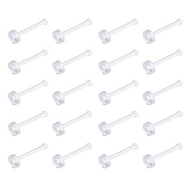 D.Bella Nose Piercing 18G Bioflex Retainer Flexible Transparent Retainer Holder Nose Piercing Plug 1.0 mm L Shape Pack of 20, Acrylic, Plastic