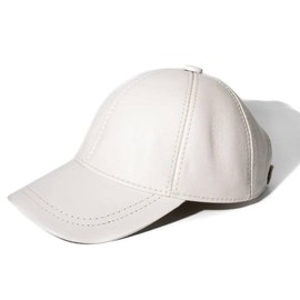 Genuine Real Lambskin Leather Unisex Baseball Cap - 100% Sheepskin Adjustable (Light Beige)