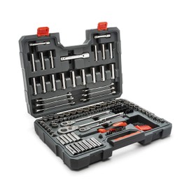 Crescent 142 Piece 1/4", 3/8" & 1/2" Drive 6 & 12 Point Standard & Deep SAE/Metric Mechanics Tool Set - CTK142C