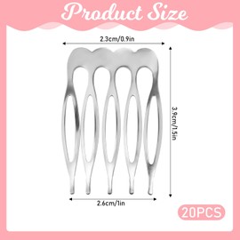 20Pcs 5 Teeth Small Tiny Silver Metal Side Hair Combs Small Hair Side Combs Plain Blank Crafting DIY Slide Combs French Teeth Hair Combs for Women Wedding Bridal Veil Combs for Hair