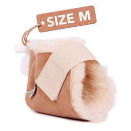 Heel Protectors for Pressure Sores Medium Size - 100% Medical Sheepskin - Heel Protectors for Bed Sores - Includes ONE (1) Protector - Soft Lambs Wool Foot Pillow - Cushion Pads for Ulcer Sore Prevention