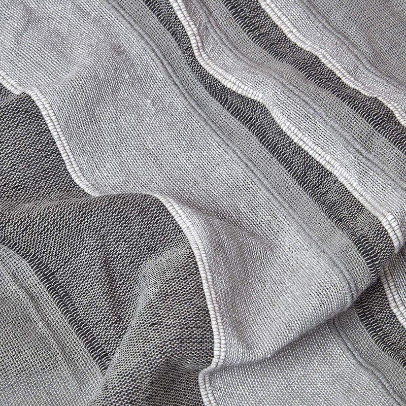 HOMESCAPES Light Grey Throw “Morocco” Cotton Textured Stripe Throw 150
