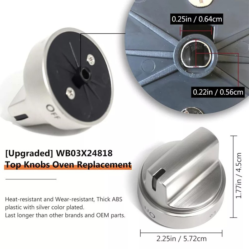 WB03X24818 5 Pcs WB03X2481 Stainless Steel Look Control Knobs for