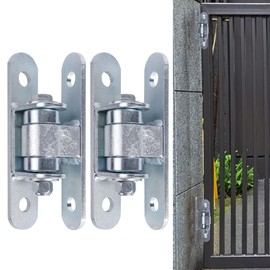 2 Pack Heavy Duty Door Hinge, Supports Doors Up to 1100 Pounds, Adjustable Yoke Pivot Bearing Door Hinge, Heavy Duty Bolt Sealed Bearing Outdoor Door Hinge Bolts to Door (Silver)