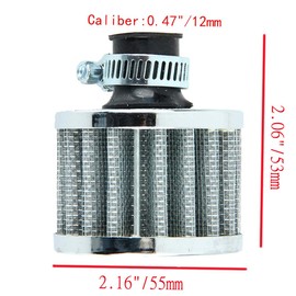 Mintice 12mm Mini Sliver Universal Car Motor Cone Cold Clean Air Intake Filter Turbo Vent Vehicle