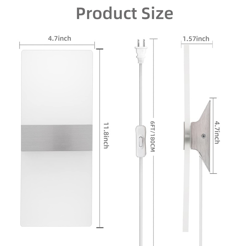 KICAAO Wall Sconces Set of Two, Modern Wall Sconce Plug