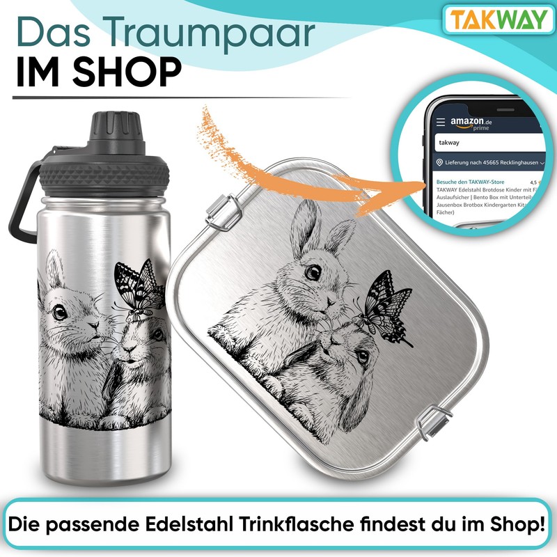 TAKWAY Children's Stainless Steel Lunch Box with Compartments, 800 ml,