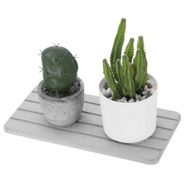 uxcell 2 Pcs Fast Drying Diatomite Tray, Soap Dish Holders, Water Absorbent Diatomite Coasters, Water Absorbing Stone Sink Organizer for Bathroom Counter, Kitchen, Gray