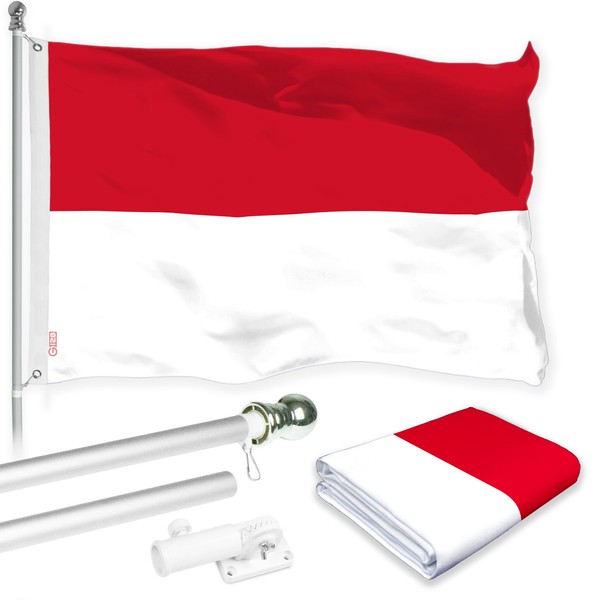 G128 Combo Pack: 6 Ft Aluminum Spinning Flagpole (Silver) &