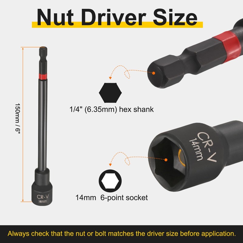 sourcing map 3pcs Nut Driver Drill Bit 14mm Metric Socket