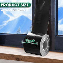 Window Sealing Tape, Window AC Insulation Air Conditioner Seal Around Frame, Blocker for Cold Heat Air, Waterproof Tape for Duct, Repair, Heavy Duty No Residue (Black)