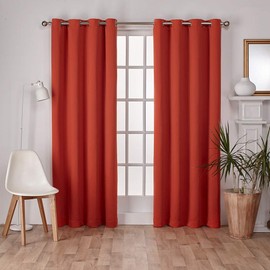 Exclusive Home Curtains Sateen Twill Woven Blackout Grommet Top Curtain Panel Pair, 52x96, Mecca Orange, 2 Count