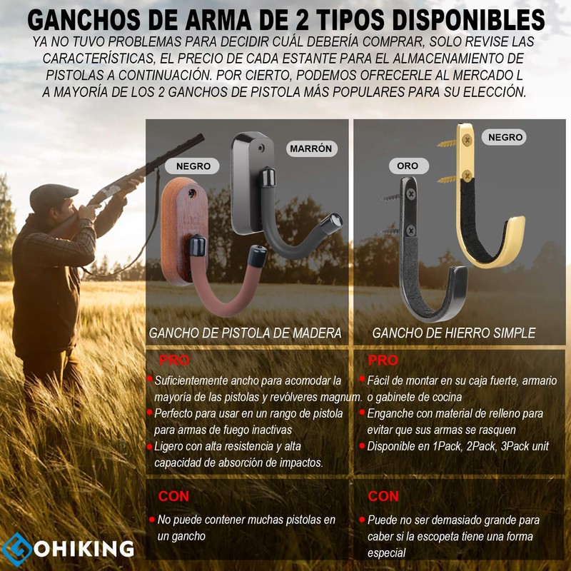 GOHIKING Heavy Duty Wall Mount Gun Racks Gun Hooks Shotgun