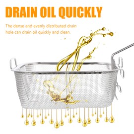 DOITOOL 1pc Square Frying Basket Chip Frying Mini Fry Basket with Mini Foods French Fry Basket Holder Turkey Fryer Basket Baking Deep Mesh Strainer Fried Basket Sieve Stainless Steel Round