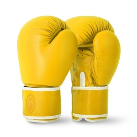 Lions Boxing Gloves - Premium Quality Leather, Classic Adult Unisex Boxing Gloves Mens, Sparring Muay Thai Pro Training, Kickboxing, Punch Bags Fitness Gym Workout (YELLOW, 10OZ)