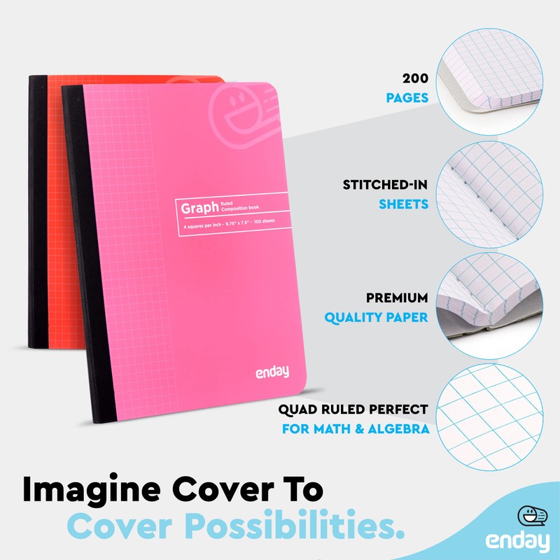 Graph Paper Composition Notebook Bulk, Pink Hard Cover Graphing Notebook,