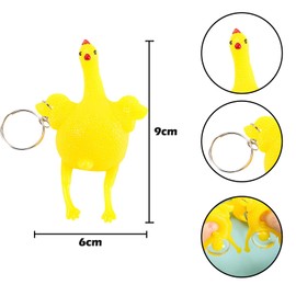 JNAWA 2Pieces Squeeze Chicken Laying Egg Keychain Funny Chick Keychain Ornaments Stress Relief Vent Tricky Toys for Chickens Children Party Favors Gift