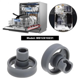 EMSea 8pcs Dishwasher Cutlery Basket Lower Roller Pulley WD12X10231 Dishwasher Cutlery Basket Bottom Roller Wheel 1263942 AP3994981 PS1481883 Dishwasher Basket Wheel