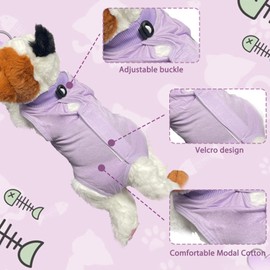 RUGBOL Cat Recovery Suit, Cat Surgery Recovery Suit Cat Baby Grow After Surgery Cat Body Suit Cat Post Surgery Suit Bodysuit After Surgery Recovery Suit Abdominal Wounds（S,Purple）