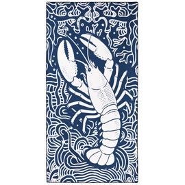 XSMEI Lobster Beach Towel Oversized 36" x 72", Ocean Animal Print, Sand Free Quick Dry Towels for Swimming Camping Sports Travel, Thin Lightweight and Compact, Navy Blue